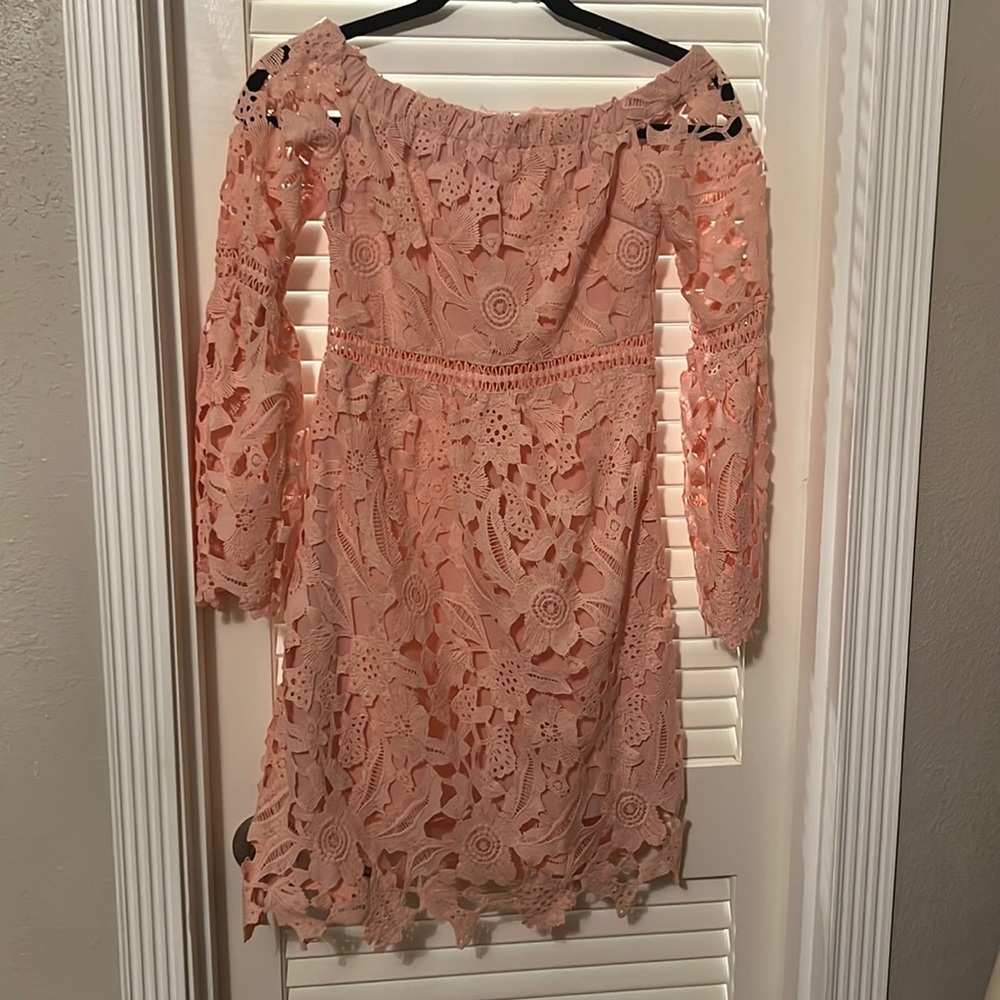 Coral/Pink off the shoulder dress